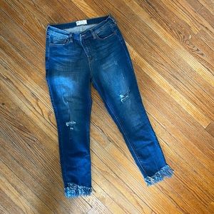 Free People distressed fringe skinny jeans